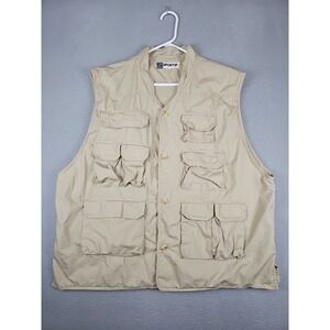 Vintage Sportif Vest Men's XL Beige Cargo Photographer Fishing Outdoor Safari